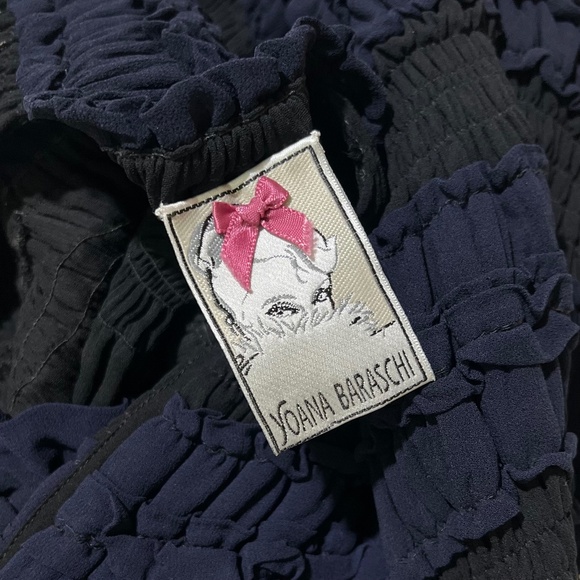 EUC. Vintage [Yoana Baraschi] Navy & Black Ruffled Y2K Tiered Mini Dress | Small - Picture 1 of 13